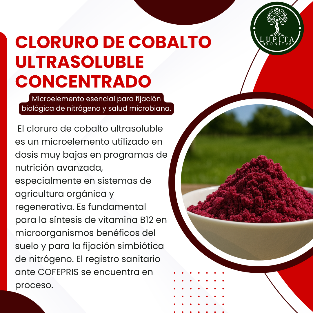 Cloruro de Cobalto Ultrasoluble Concentrado – Microelemento para fijación biológica de nitrógeno y salud microbiana