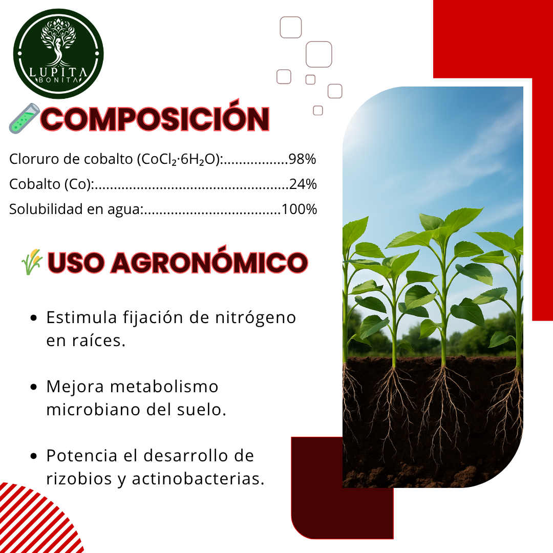 Cloruro de Cobalto Ultrasoluble Concentrado – Microelemento para fijación biológica de nitrógeno y salud microbiana