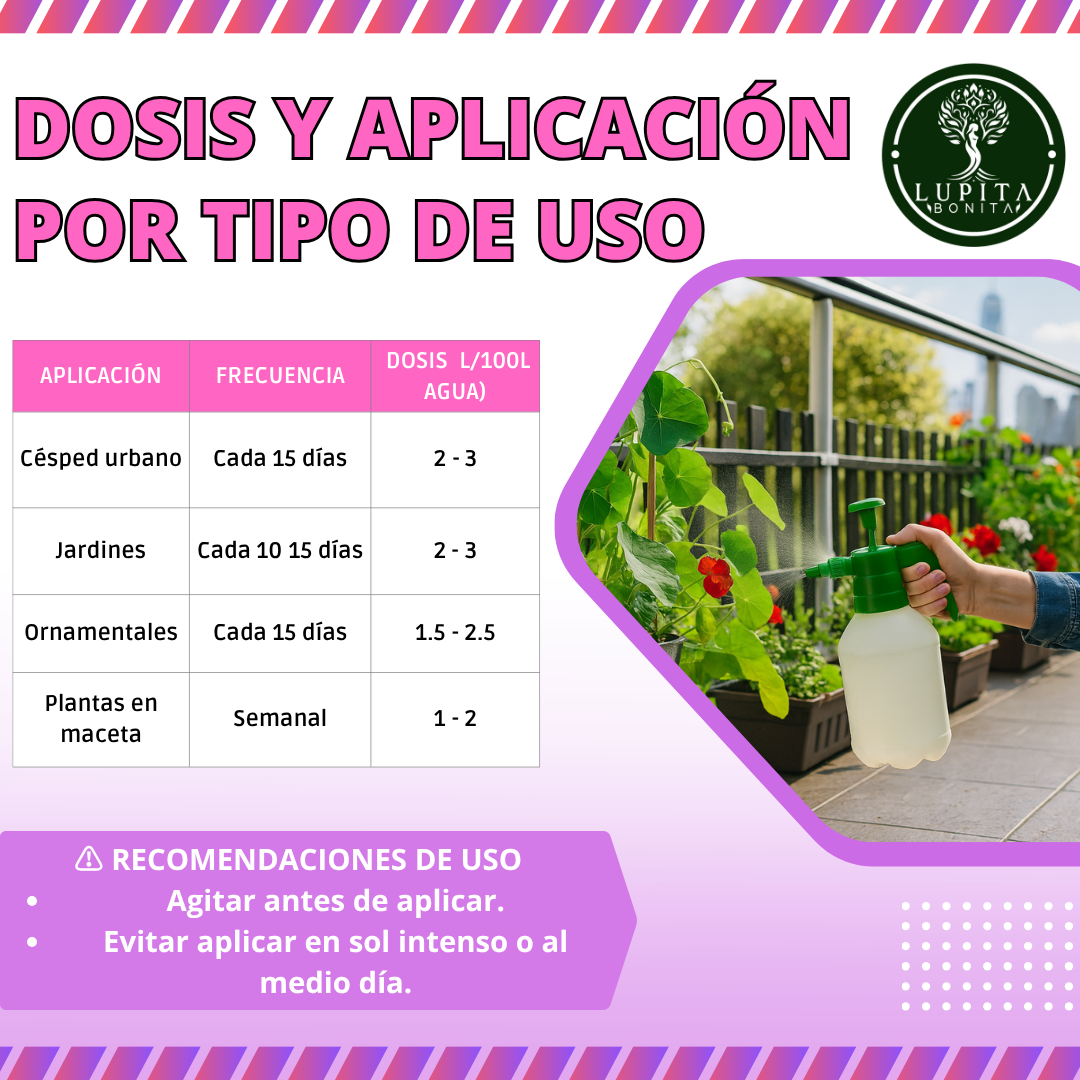 LupiOrnamentales y Césped – Fertilizante orgánico-mineral fermentado para jardines y pasto