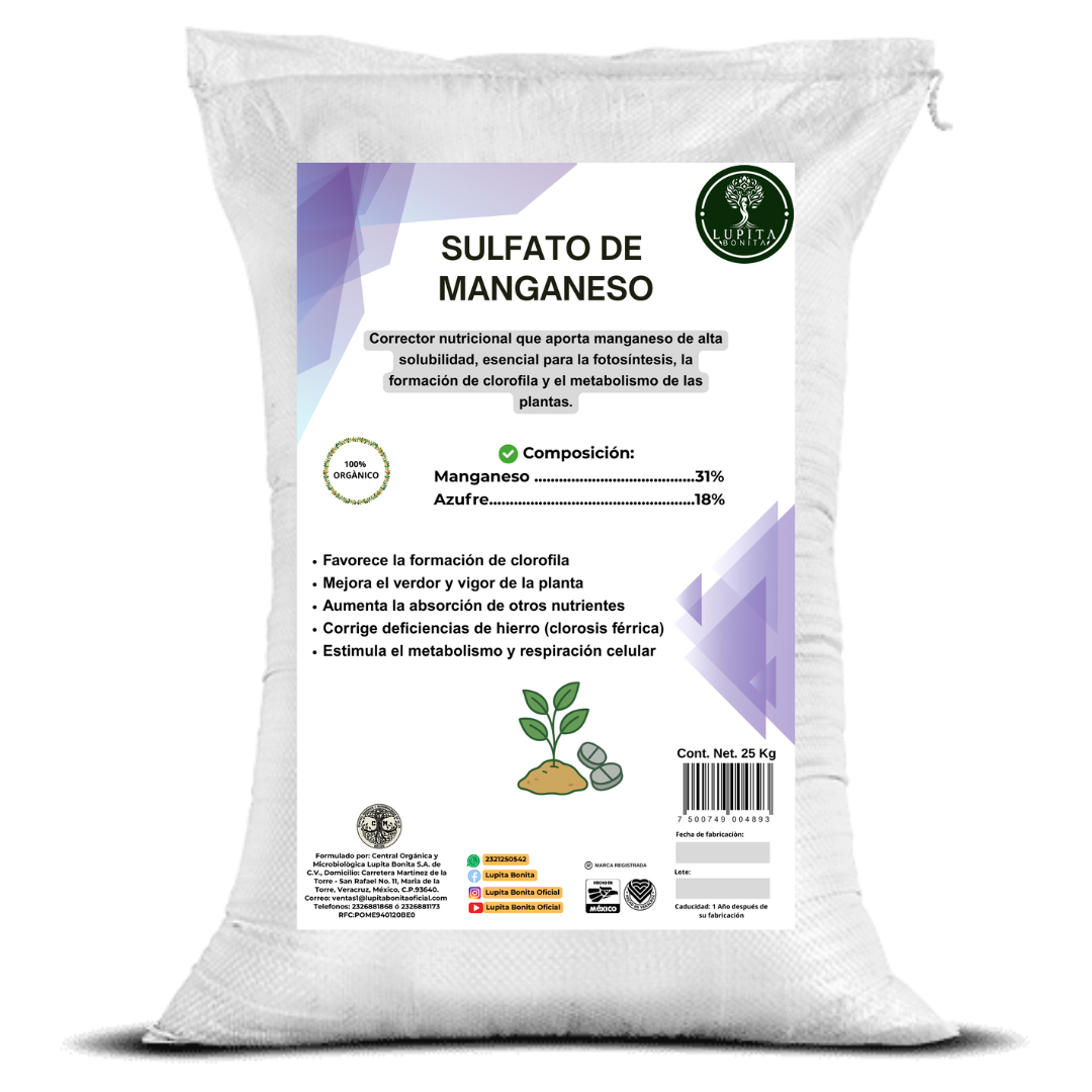Sulfato de Manganeso Ultrasoluble Concentrado – Micronutriente clave para fotosíntesis y corrección de clorosis