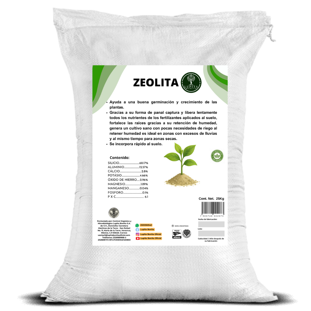 Zeolita Clinoptilolita Extra Absorbente – Mineral volcánico para retención de agua y nutrientes