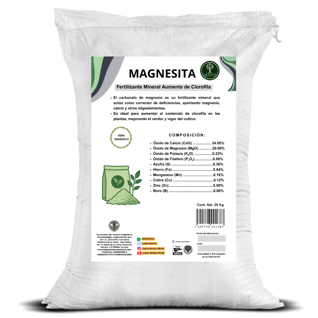 Magnesio Mineral Alta Concentración – Fuente natural de magnesio para fotosíntesis y fortalecimiento de frutos