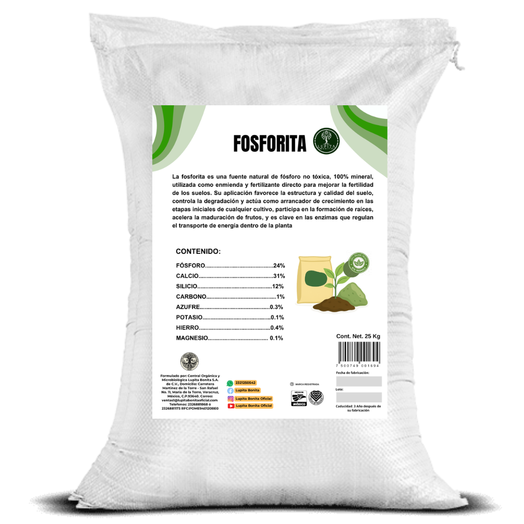 Roca Fosfórica Más Fósforo – Fuente natural de fósforo de liberación lenta para suelos agotados