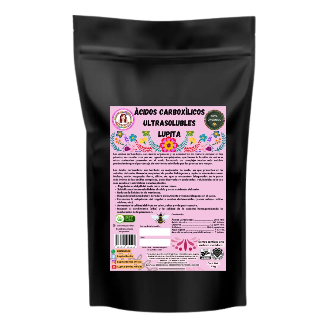 Ácidos Carboxílicos Puros Ultrasolubles – Bioestimulante y regenerador del suelo con efecto complejante