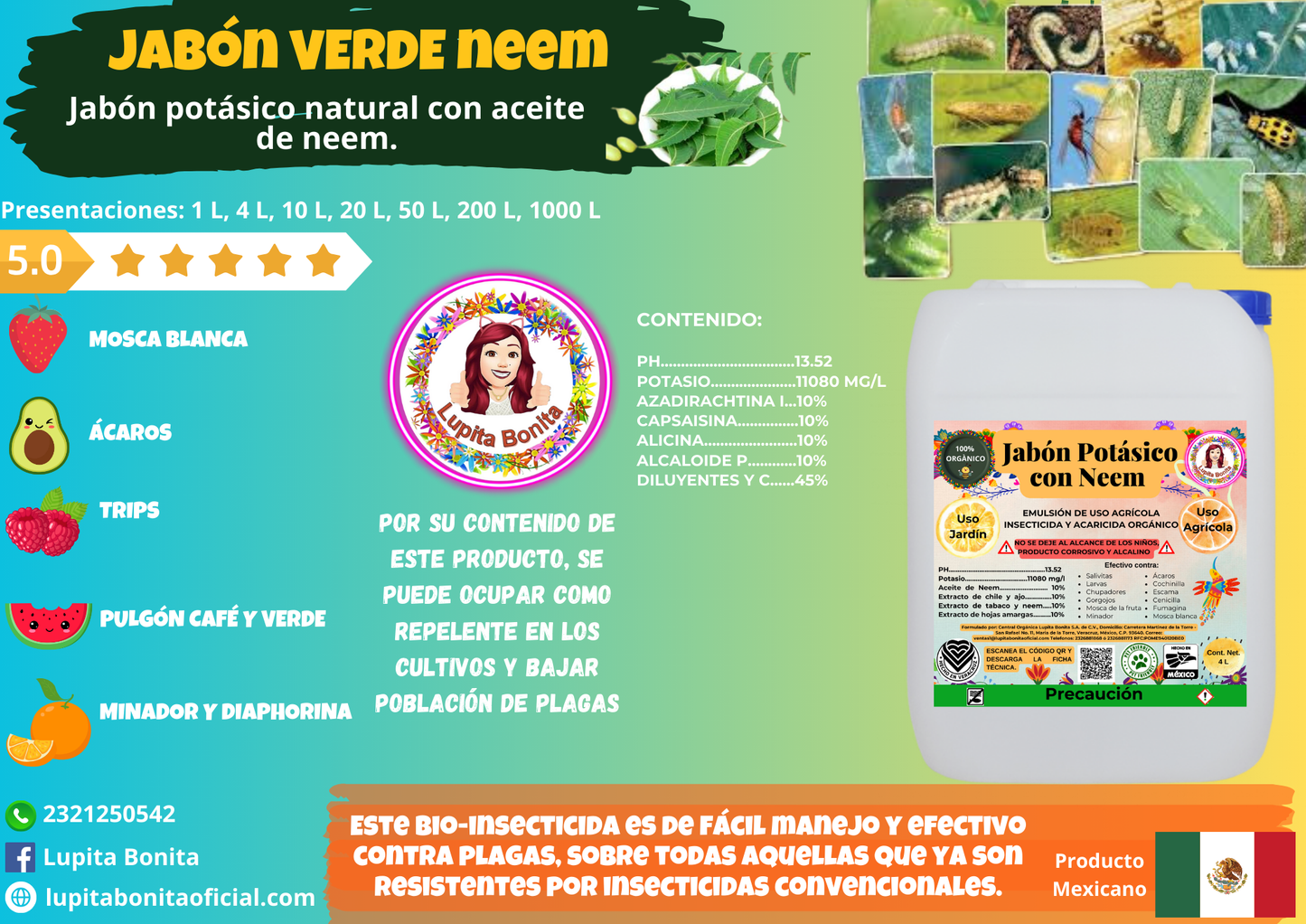 Jabón Potásico con Neem Extra Plus Lupita