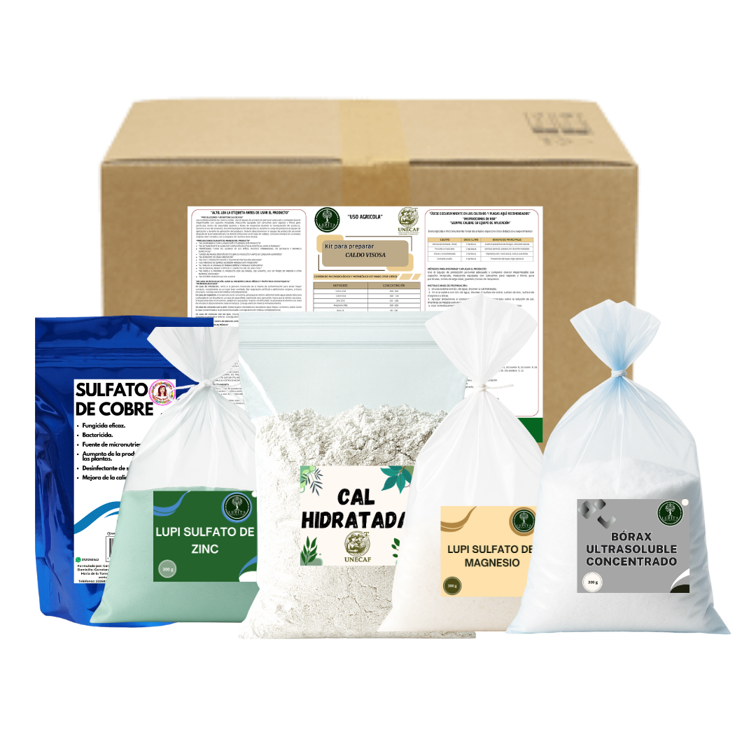 Kit para Preparar Caldo Visosa – Protector foliar mineral con micronutrientes para prevenir hongos y bacterias (rinde 1 ha)