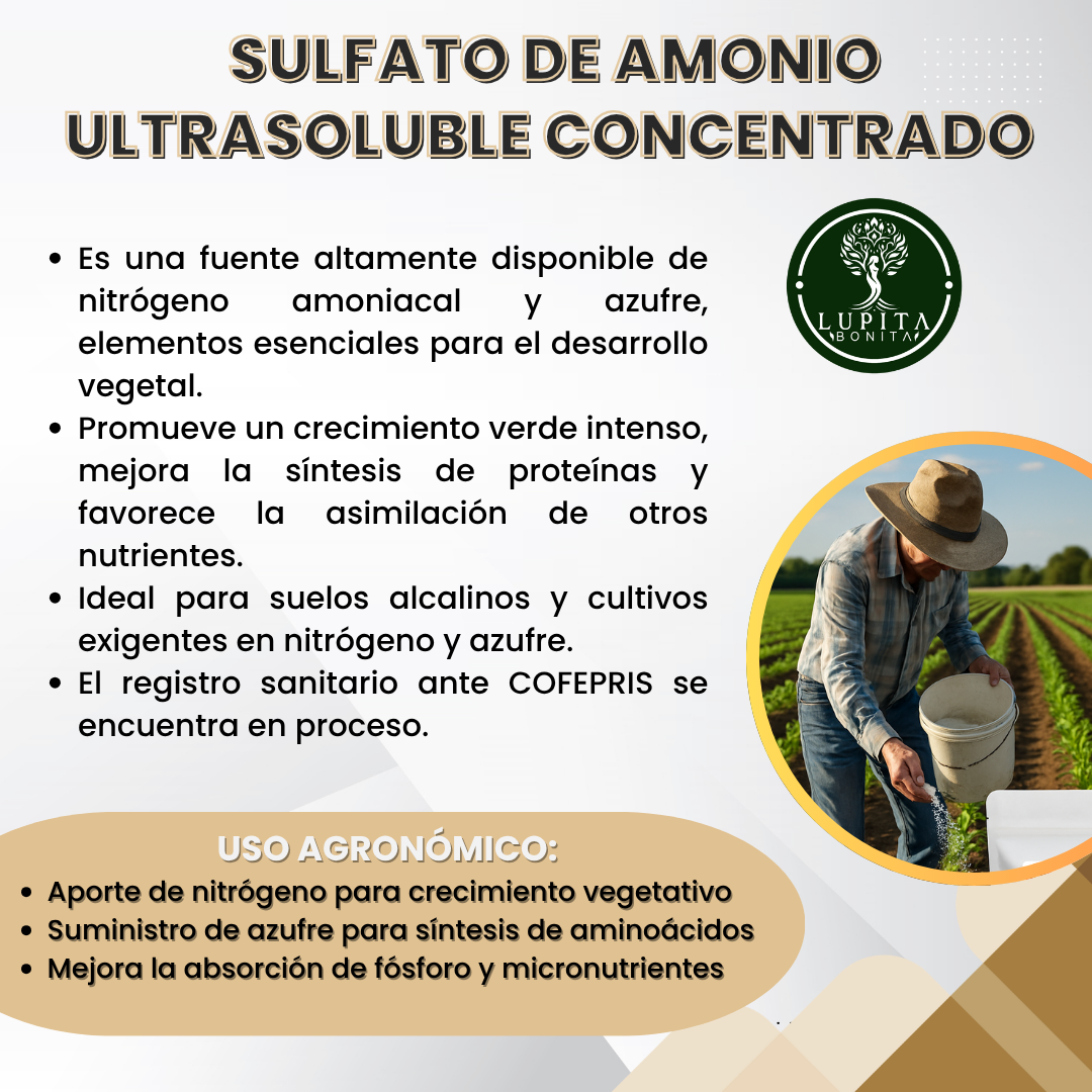 Sulfato de Amonio Ultrasoluble Concentrado – Fertilizante nitrogenado y azufrado para crecimiento vigoroso