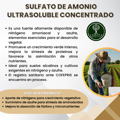 Sulfato de Amonio Ultrasoluble Concentrado – Fertilizante nitrogenado y azufrado para crecimiento vigoroso