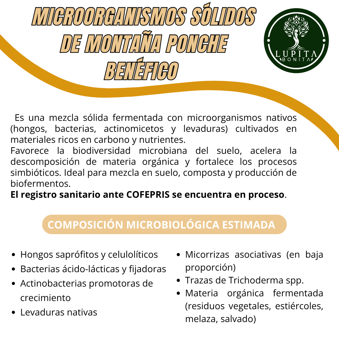 Microorganismos Sólidos de Montaña Ponche Benéfico – Inoculante sólido multiespecie para regeneración de suelos y compostas