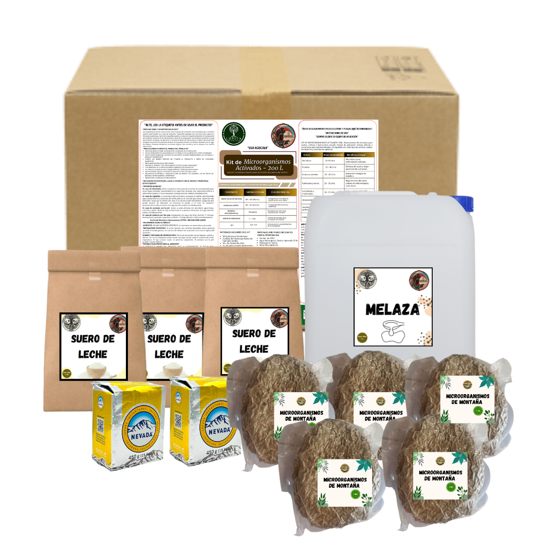 Kit para Preparar Microorganismos Benéficos Activados (1,000 L) – Biofermento líquido de alta densidad microbiana para suelos, compostas y foliar
