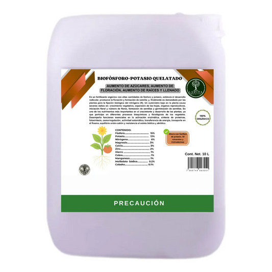 Biofósforo + Potasio Quelatado – Biofermentado mineral con microorganismos activados para raíces, floración y cuajado