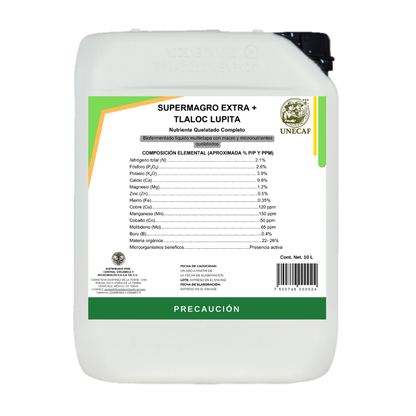 Supermagro Extra + Tlaloc – Biofermentado líquido multinutriente quelatado para nutrición integral de cultivos