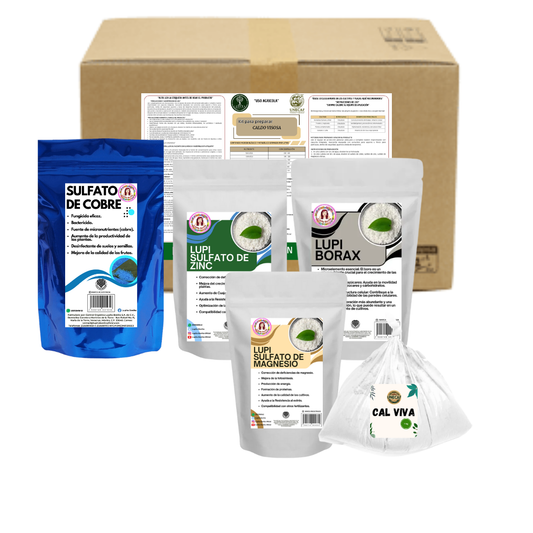 Kit Caldo Visosa 200 L – Biofungicida mineral foliar preventivo con zinc, cobre, boro y magnesio