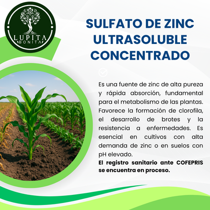 Sulfato de Zinc Ultrasoluble Concentrado – Fertilizante mineral corrector de deficiencias