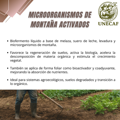 Microorganismos de Montaña Activados – Biofermento líquido para regeneración de suelos, activación microbiana y estimulación vegetal