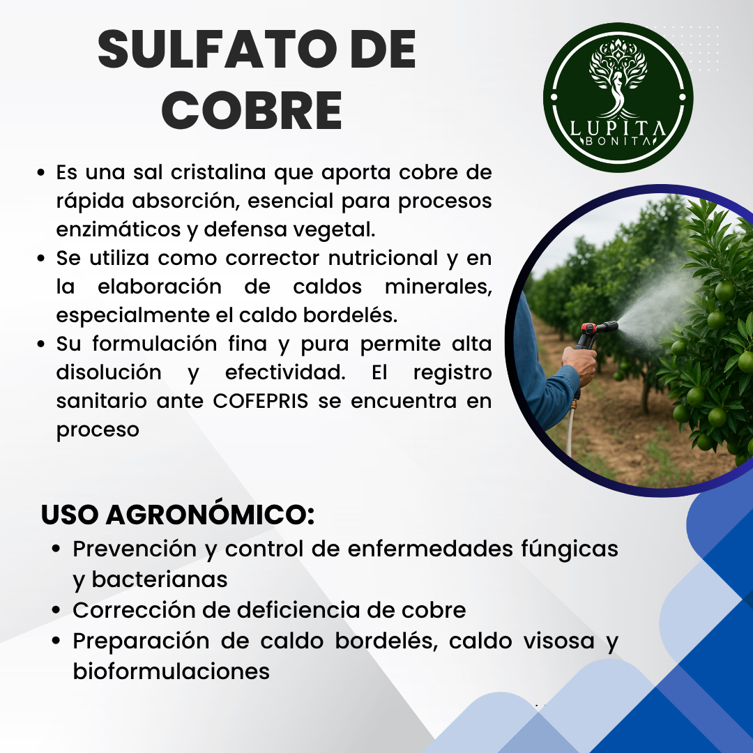 Sulfato de Cobre Ultrasoluble Concentrado – Fungicida, bactericida y corrector de deficiencias de cobre