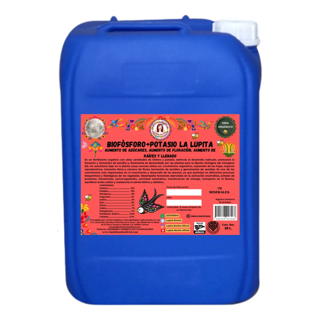 Biofósforo + Potasio Quelatado – Biofermentado mineral con microorganismos activados para raíces, floración y cuajado
