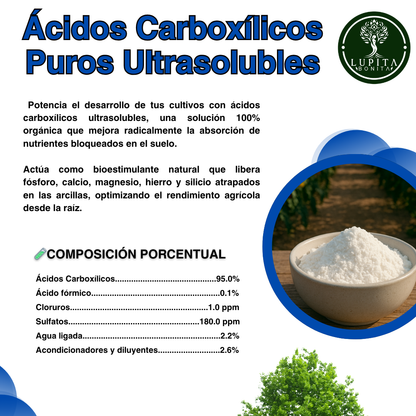 Ácidos Carboxílicos Concentrado Ultrasoluble – Bioactivador radicular y movilizador de nutrientes ultrasoluble en polvo