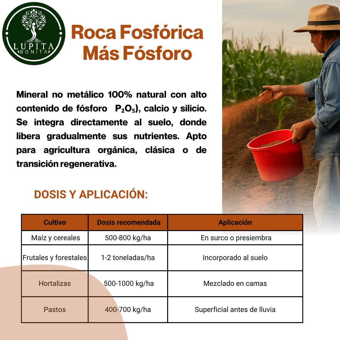 Roca Fosfórica Más Fósforo – Fuente natural de fósforo de liberación lenta para suelos agotados