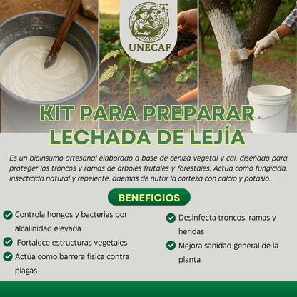 Kit Lechada de Lejía 10 L – Fungicida e insecticida mineral para protección de cultivos y troncos