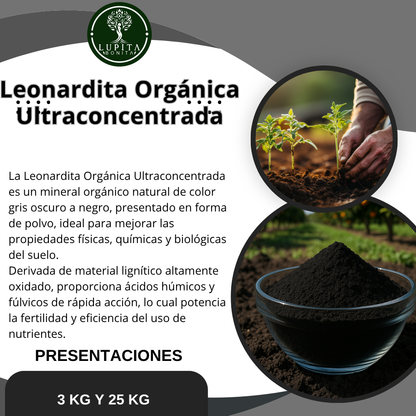 Leonardita Orgánica Ultraconcentrada – Acondicionador de suelos con ácidos húmicos y fúlvicos