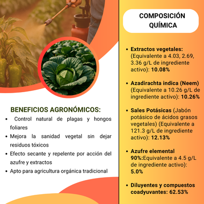 Jabón Potásico Flor de Azufre – Control natural de plagas y hongos en cultivos