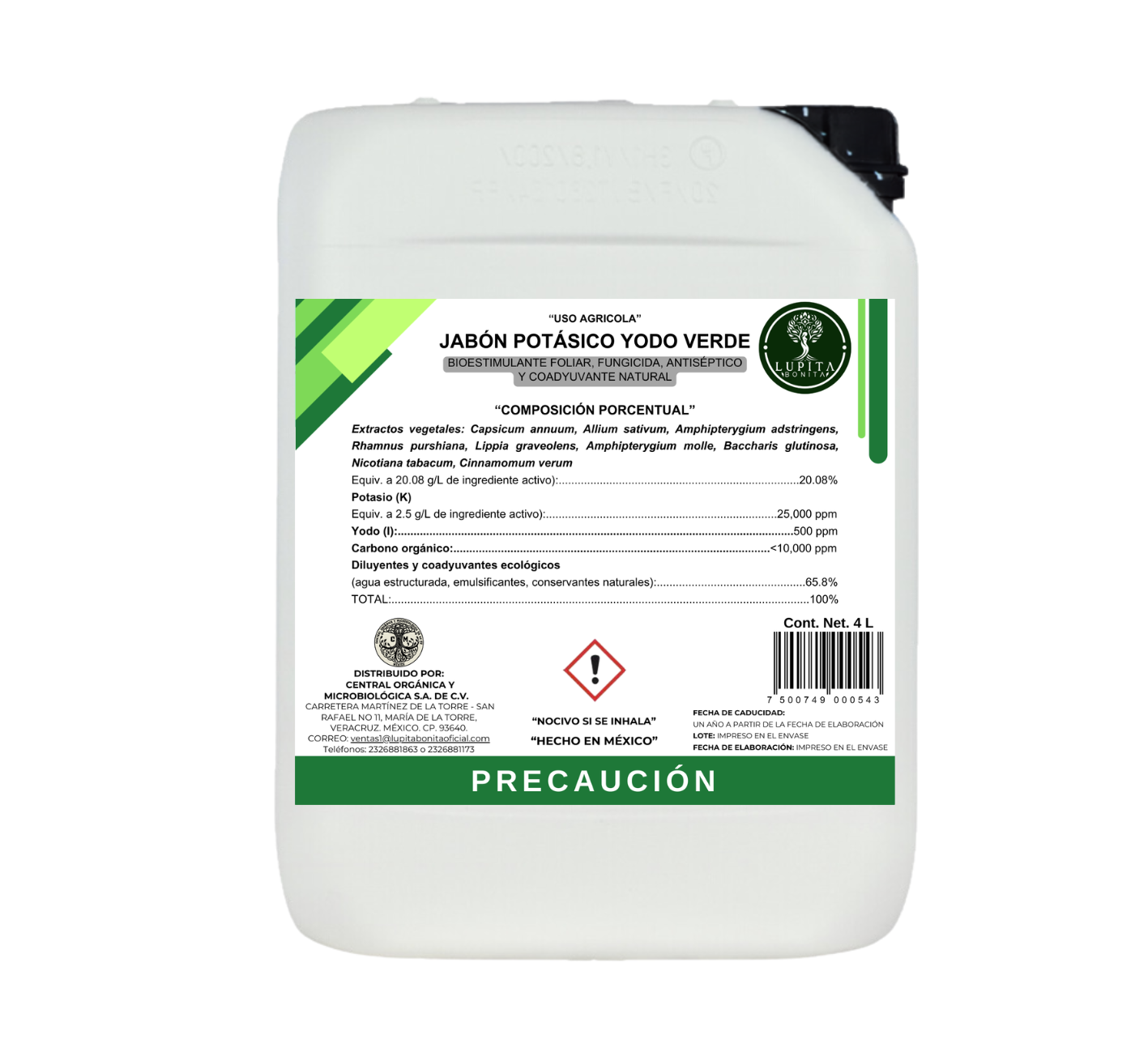 Jabón Potásico Yodo Verde – Insecticida, fungicida y bioestimulante con yodo y potasio para sanidad integral de cultivos