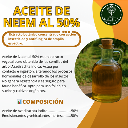 Aceite de Neem al 50% – Insecticida y antifúngico natural de amplio espectro