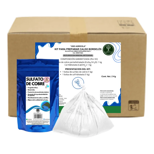 Kit Caldo Bordelés Concentrado 200 L – Biofungicida mineral artesanal preventivo para cultivos y jardines
