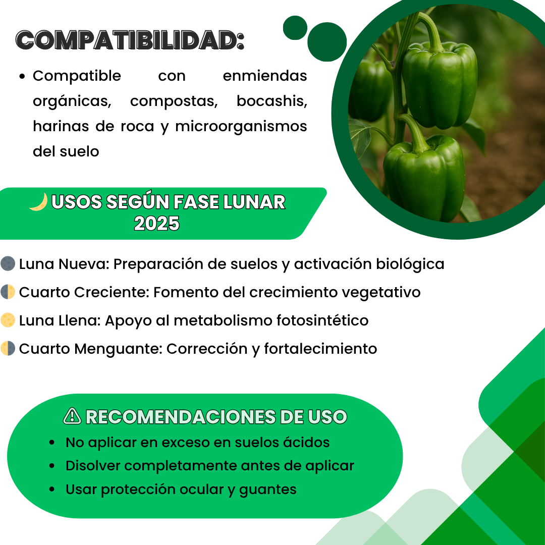 Magnesio Mineral Alta Concentración – Fuente natural de magnesio para fotosíntesis y fortalecimiento de frutos
