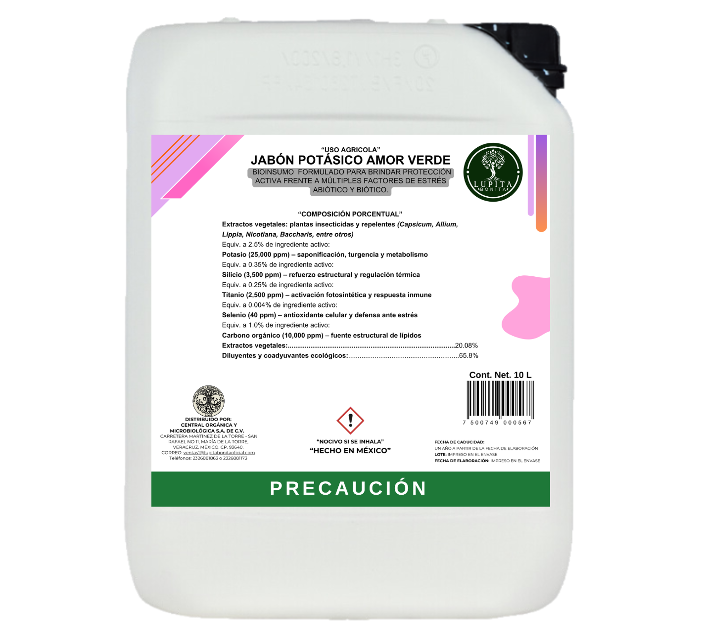 Jabón Potásico Amor Verde – Bioestimulante foliar con potasio, silicio, titanio y selenio para sanidad y resiliencia de cultivos