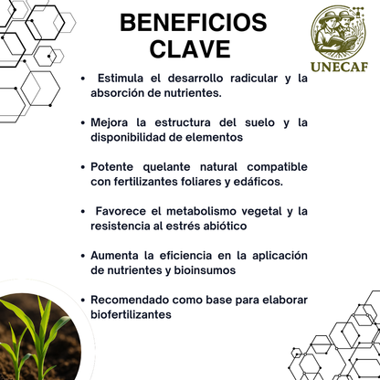 Ácidos Húmicos, Fúlvicos y Carboxílicos Granel – Bioestimulante líquido concentrado para mejorar suelo, raíces y absorción de nutrientes