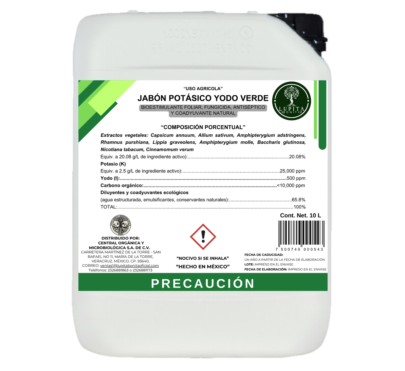 Jabón Potásico Yodo Verde – Insecticida, fungicida y bioestimulante con yodo y potasio para sanidad integral de cultivos