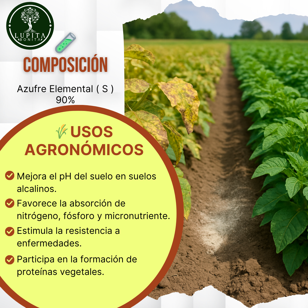 Azufre Ultrasoluble Concentrado – Corrector de suelos y bioestimulante preventivo contra hongos