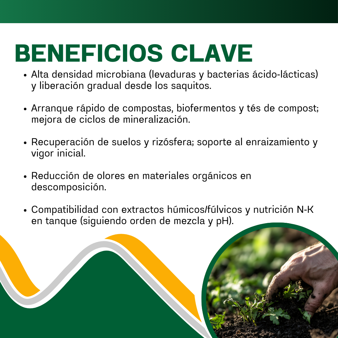 Kit para Preparar Microorganismos Benéficos Activados (1,000 L) – Biofermento líquido de alta densidad microbiana para suelos, compostas y foliar