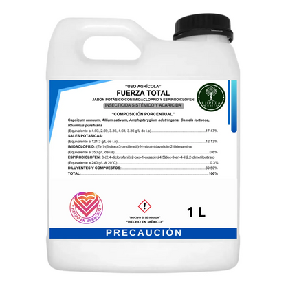 Jabón Potásico Fuerza Total – Insecticida sistémico y de contacto contra chupadores, masticadores y vectores de enfermedades