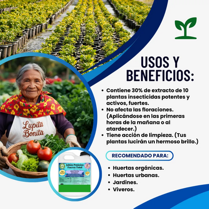 Jabón Potásico Fuerza Total – Insecticida sistémico y de contacto contra chupadores, masticadores y vectores de enfermedades