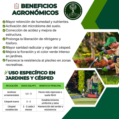 Abono Orgánico para Jardín y Césped – Fertilizante integral con liberación prolongada y microorganismos benéficos