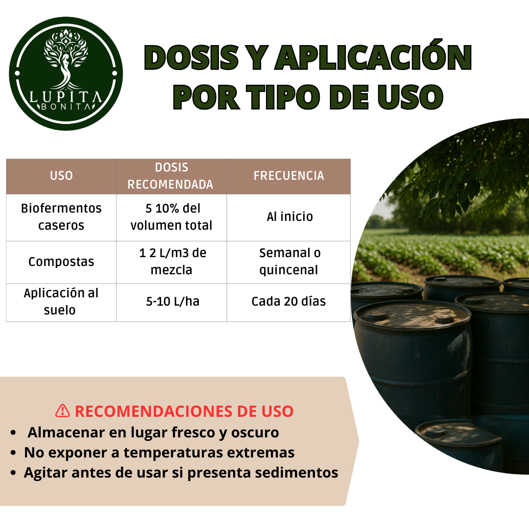 Melaza Orgánica 90° Alta Concentración – Energizante microbiológico natural para biofermentos, compostas y regeneración de suelos