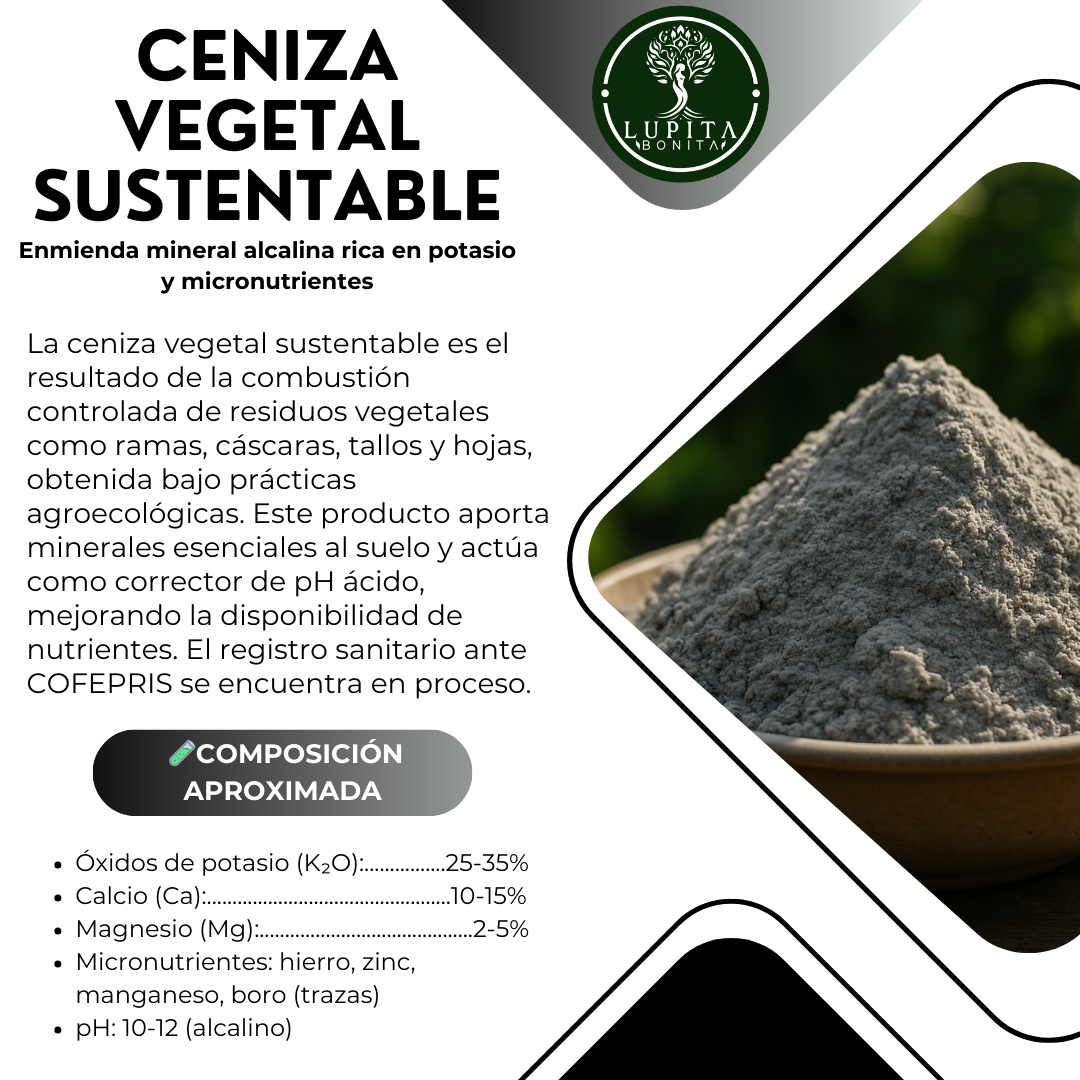 Ceniza Vegetal Sustentable – Enmienda mineral alcalina rica en potasio y micronutrientes