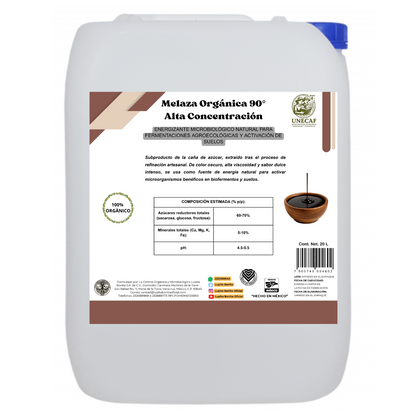 Melaza Orgánica 90° Alta Concentración – Energizante microbiológico natural para biofermentos, compostas y regeneración de suelos
