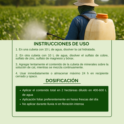 Kit Caldo Visosa 200 L – Biofungicida mineral foliar preventivo con zinc, cobre, boro y magnesio