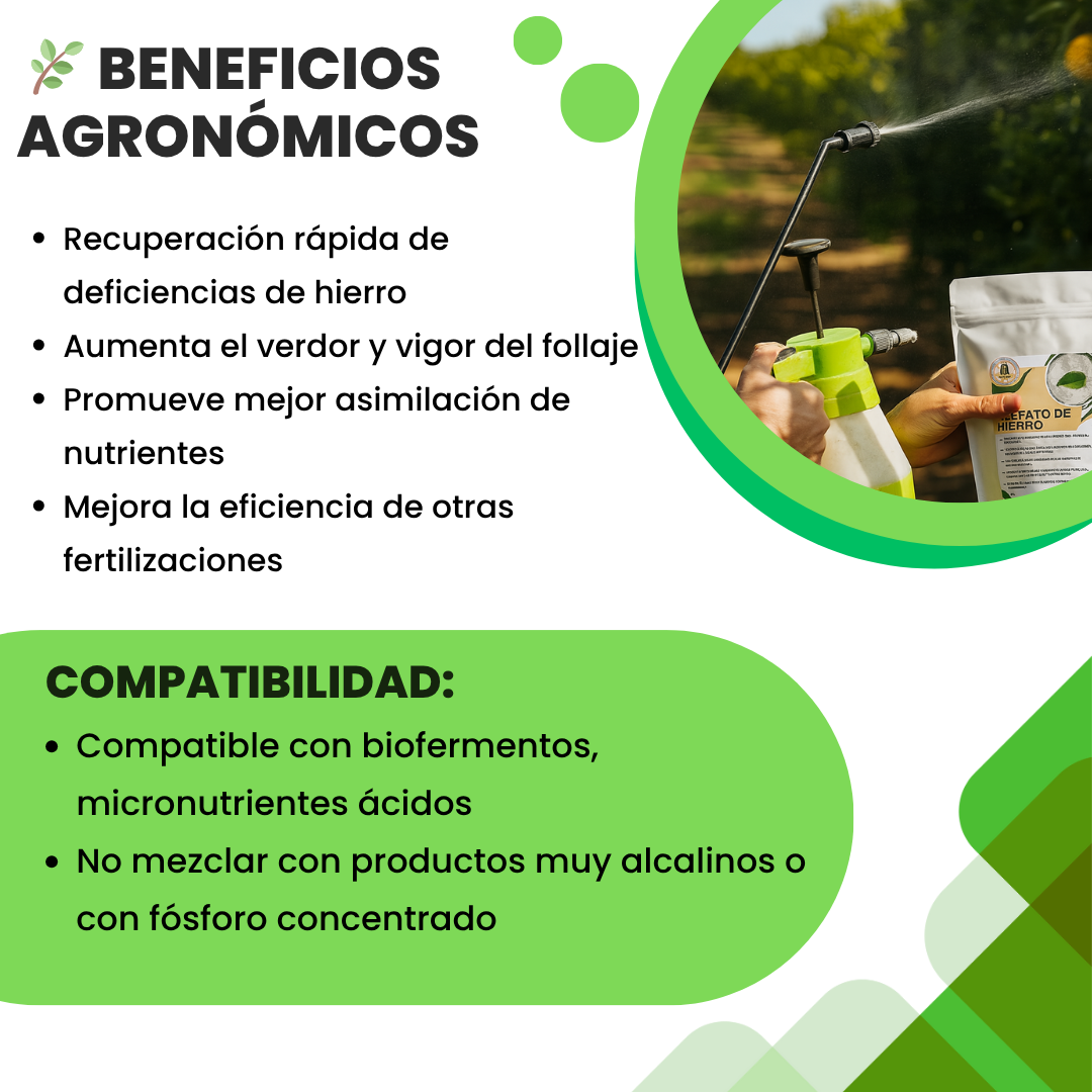 Sulfato de Hierro Ultrasoluble Concentrado – Corrector de clorosis y fuente de hierro para cultivos