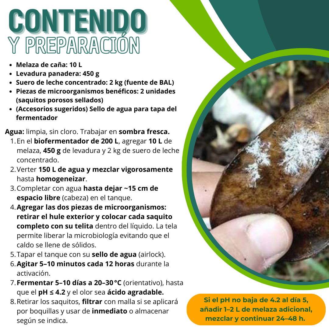 Kit para Preparar Microorganismos Benéficos Activados (200 L) – Inoculante líquido de alta densidad microbiana para suelos, compostas y aplicaciones foliares