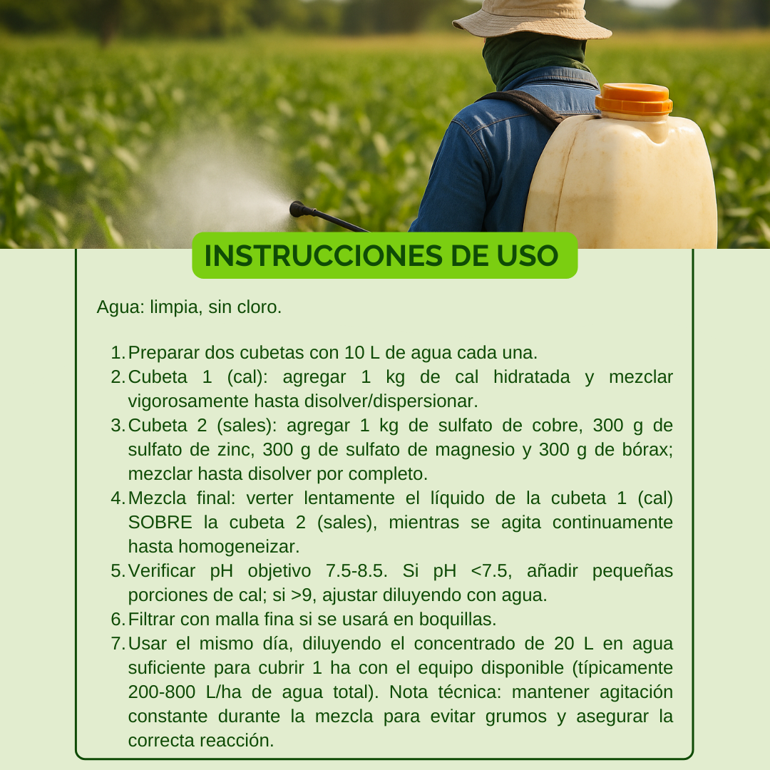 Kit para Preparar Caldo Visosa – Protector foliar mineral con micronutrientes para prevenir hongos y bacterias (rinde 1 ha)