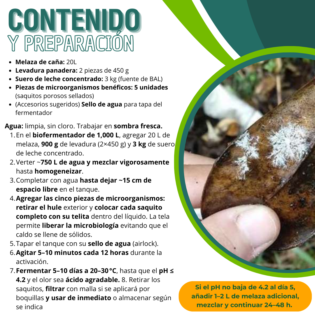 Kit para Preparar Microorganismos Benéficos Activados (1,000 L) – Biofermento líquido de alta densidad microbiana para suelos, compostas y foliar
