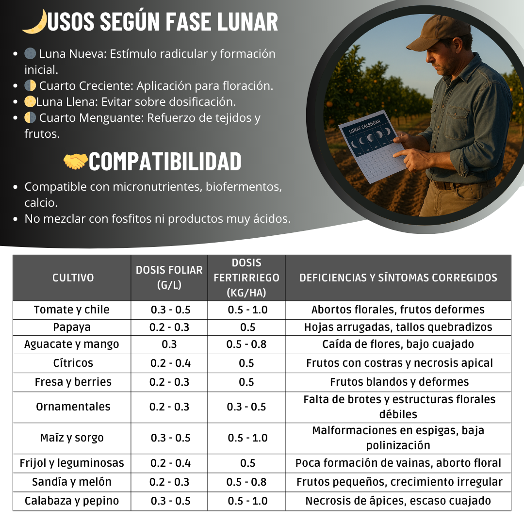Bórax Ultrasoluble Concentrado – Corrector de deficiencias de boro para floración y cuajado de frutos