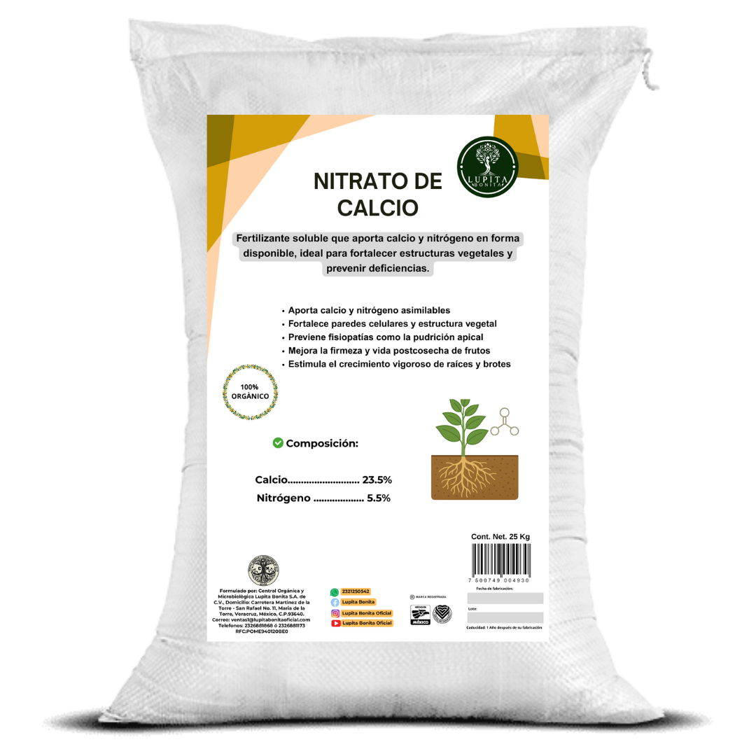 Nitrato de Calcio Ultrasoluble Concentrado – Fuente soluble de calcio y nitrógeno para firmeza de frutos y crecimiento vigoroso