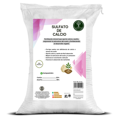 Sulfato de Calcio Premium Mineral – Corrector de calcio y azufre, mejorador de suelos y raíces