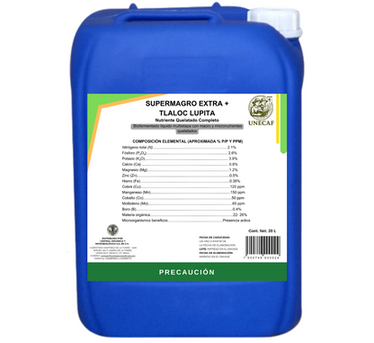 Supermagro Extra + Tlaloc – Biofermentado líquido multinutriente quelatado para nutrición integral de cultivos
